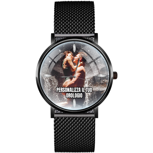 Orologio da polso Unisex personalizzato con quadrante 3D - M STEEL WATCH - personalizzato con foto immagine logo brand testo idea regalo